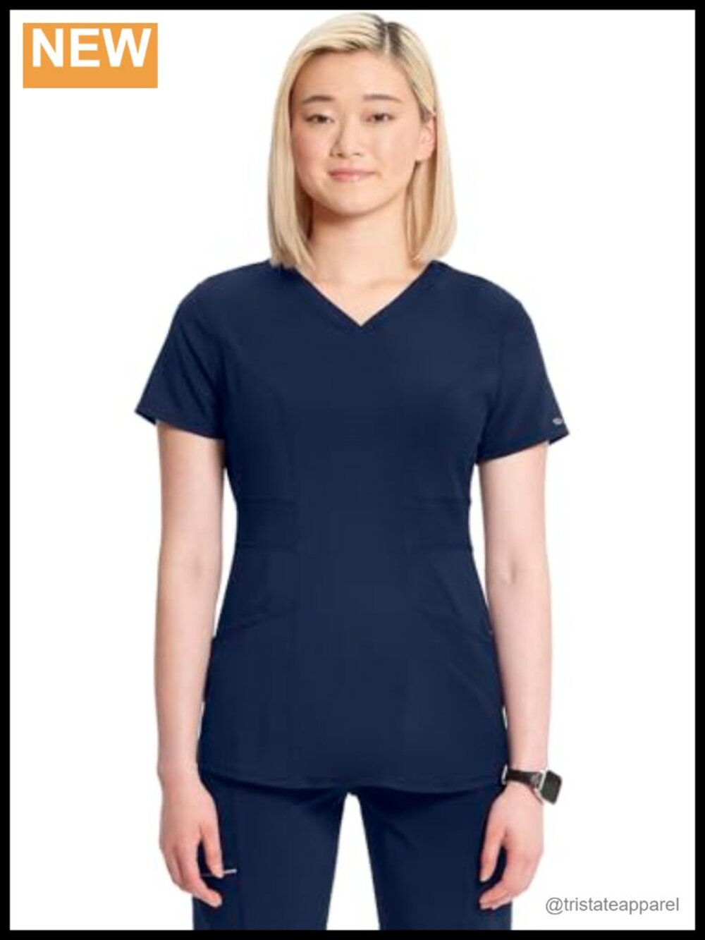 Women's V-Neck 4-Way Stretch Scrub Top 3 Pocket Medical Uniform